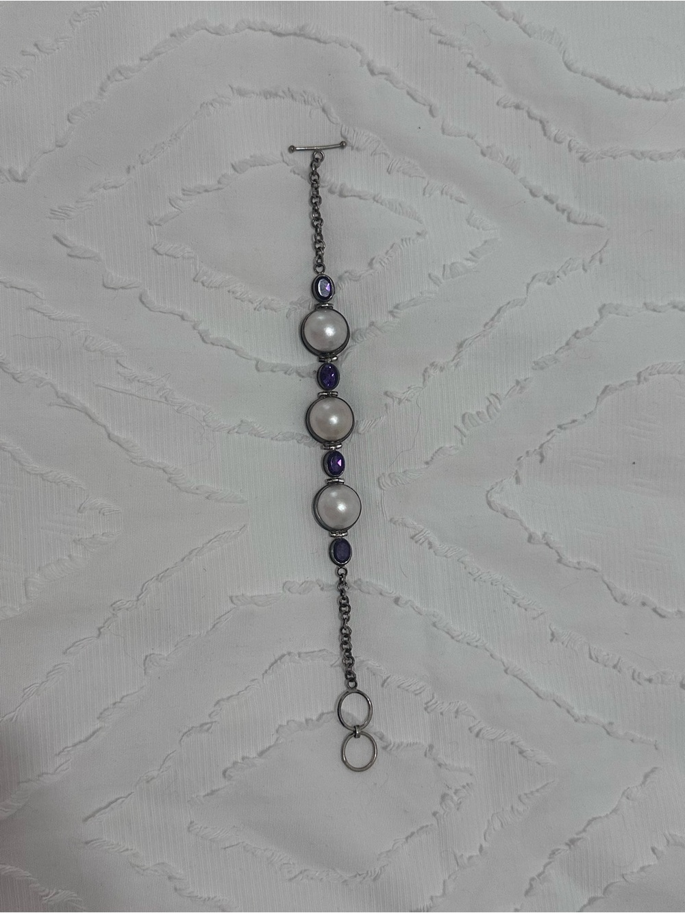 Sterling, Amethyst, and Pearl Bracelet
